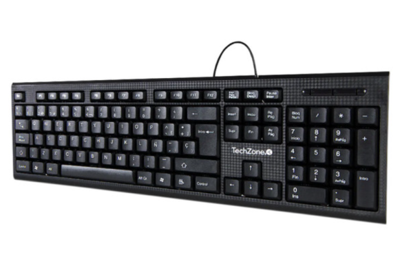 Teclado alámbrico Techzone TZ16TEC01-ALA, con conexión USB, en color negro y distribución en español. - Image 4