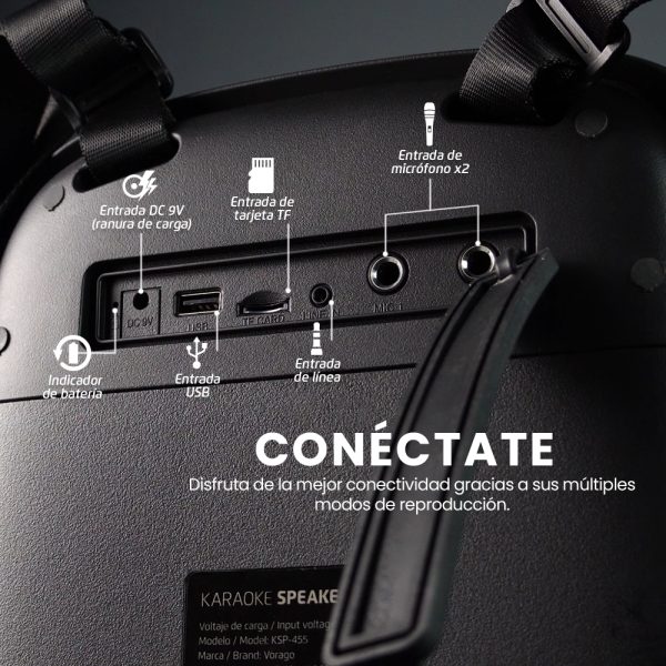 Vorago Bocina KSP-455, Bluetooth, Inalámbrico, Negro - Image 6