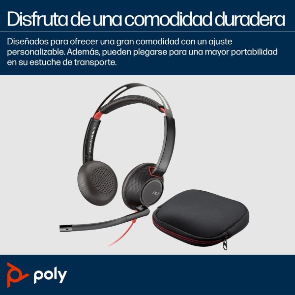 Poly Audífonos con Micrófono BlackWire 5220, Alámbrico, 2 Metros, Negro - Image 2