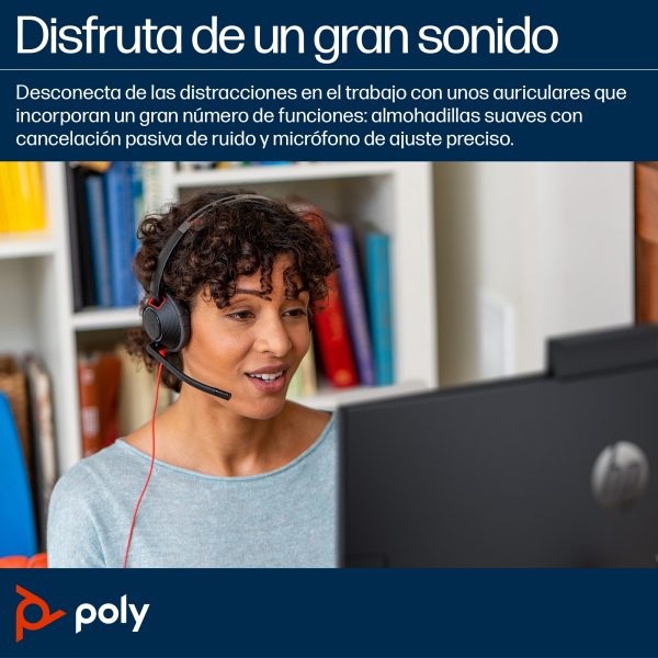 Poly Audífonos con Micrófono BlackWire 5220, Alámbrico, 2 Metros, Negro - Image 5
