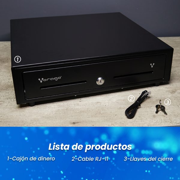 Caja Vorago CD-100 - 5 Billete - 8 Moneda, - Accionado por la impresora - Metálico - Negro - Image 6