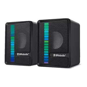 BRobotix Bocinas Multimedia RGB 963920, Alámbrico, 2.0 Canales, USB/3.5mm, Negro