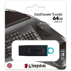 Memoria USB Kingston DataTraveler Exodia, 64GB, USB-A 3.0, Negro - Imagen 10