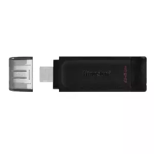 Memoria USB Kingston DataTraveler 70, 64GB, USB-C 3.0, Negro - Imagen 3