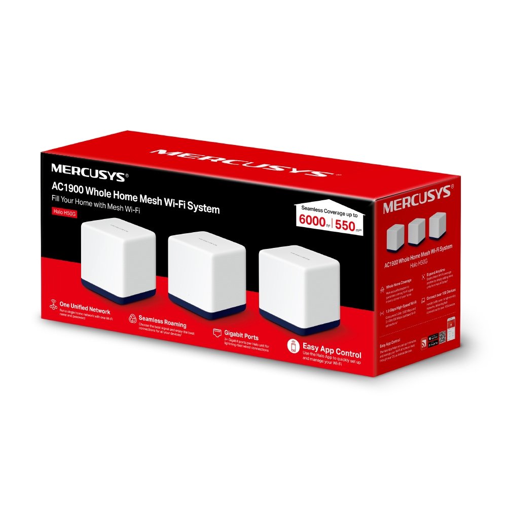 Router Mercusys con Sistema de Red Wi-Fi en Malla Halo H50G, 1300Mbit/s, 2.4 - 5GHz, Antena Interna - 3 Piezas - Imagen 6