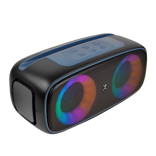 Perfect Choice Bocina Portátil Outdoors Lite, Bluetooth, Inalámbrico, 16W RMS, USB-C, Negro/Azul - Incluye Micrófono