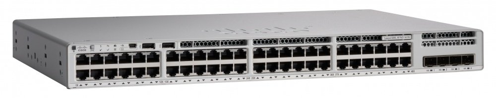 Switch Cisco Catalyst 9200L, 48 Puertos Gigabit Ethernet 10/100/1000 48 x PoE+ 740W, 4 Puertos SFP, 104 Gbit/s, 16000 Entradas, Administrado