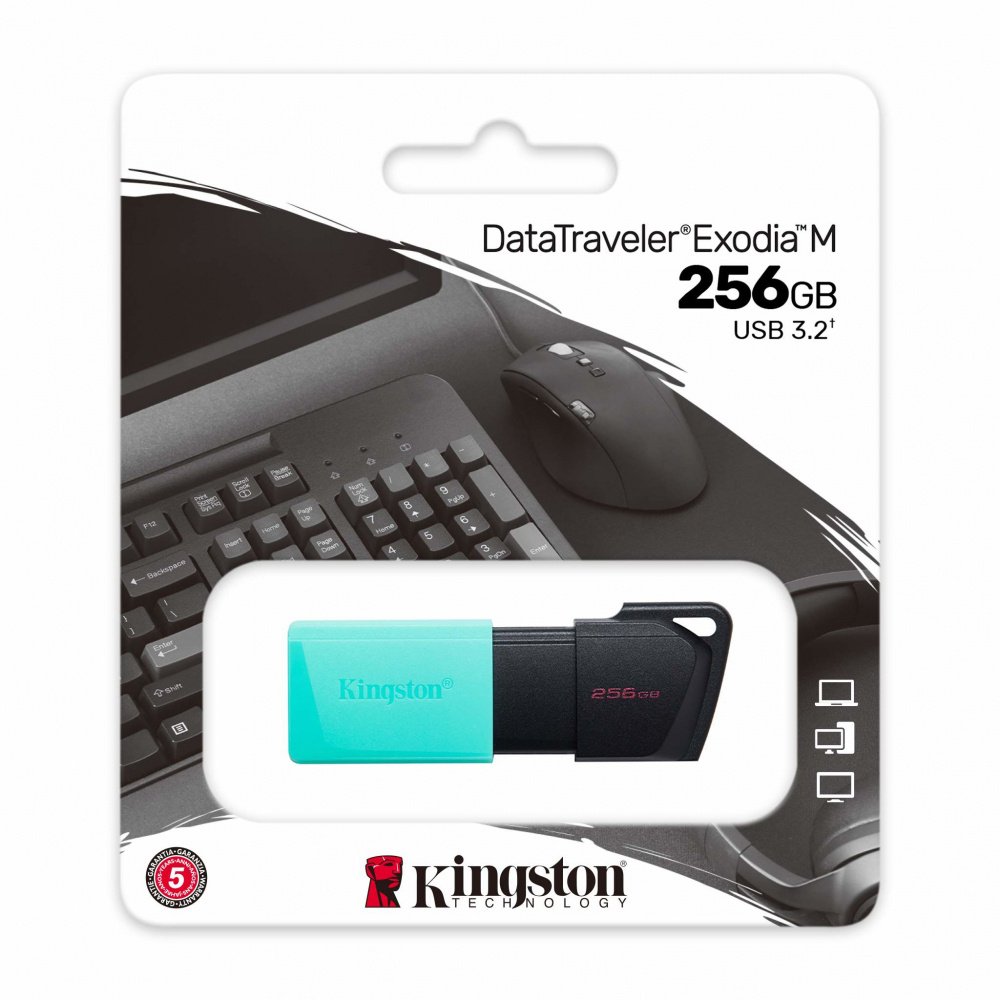 Memoria USB Kingston DataTraveler Exodia M, 256GB, USB A, Negro/Turquesa - Imagen 4