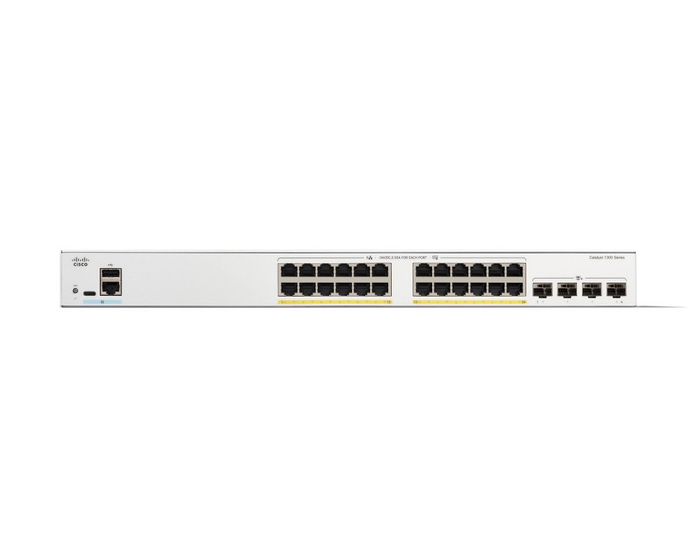 Switch Cisco Gigabit Ethernet Catalyst 1300, 24 Puertos PoE+ 10/100/1000Mbps + 4 Puertos SFP, 375W, 128 Gbit/s, 16000 Entradas - Administrable - Imagen 2