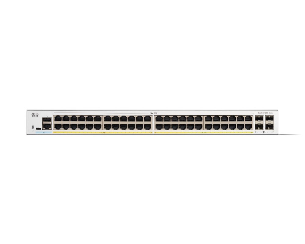 Switch Cisco Gigabit Ethernet Catalyst 1200, 48 Puertos PoE+ 10/100/1000Mbps + 4 Puertos SFP+, 375W, 176 Gbit/s, 8000 Entradas - Administrable - Imagen 2