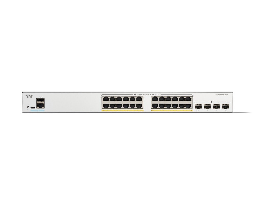Switch Cisco Gigabit Ethernet Catalyst 1300, 24 Puertos PoE 10/100/1000Mbps + 4 Puertos SFP+, 195W, 128 Gbit/s, 16000 Entradas - Administrable - Imagen 2