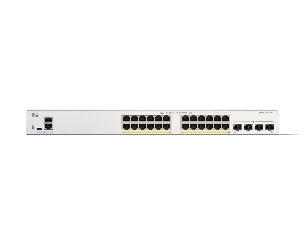 Switch Cisco Gigabit Ethernet Catalyst 1300, 24 Puertos PoE+ 10/100/1000Mbps + 4 Puertos SFP, 195W, 56 Gbit/s, 16000 Entradas - Administrable - Imagen 2