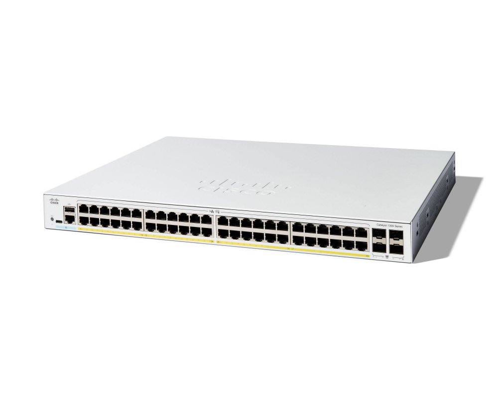 Switch Cisco Gigabit Ethernet Catalyst 1300, 48 Puertos PoE+ 10/100/1000Mbps + 4 Puertos SFP, 740W, 104 Gbit/s, 16000 Entradas - Administrable