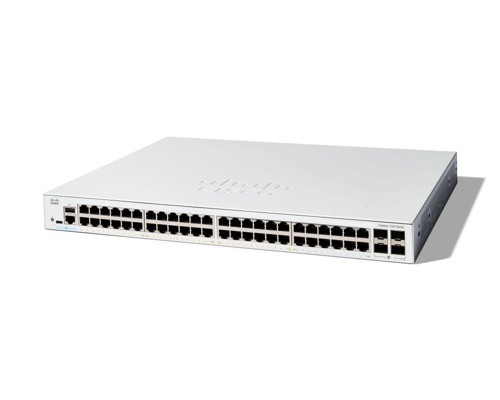 Switch Cisco Gigabit Ethernet Catalyst 1300, 48 Puertos 10/100/1000Mbps + 4 Puertos SFP, 104 Gbit/s - Administrable