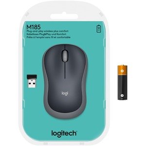 Logitech M185 Mouse - Radiofrecuencia - USB - Óptico - 3 Botón(es) - Plata - 1 Solamente - Inalámbrico - 10m - 2.40GHz - 1000 dpi - Rueda de desplazamiento - Simétrico - 1 x AA Battery Supported - 1Año(s) Duración de pilas - Imagen 4