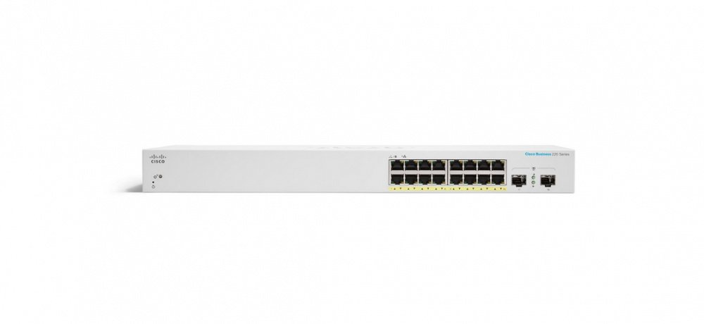 Switch Cisco Gigabit Ethernet Business 220 Smart, 16 Puertos 10/100/1000Mbps + 2 Puertos SFP+, 36 Gbit/s, 8192 Entradas - Administrable